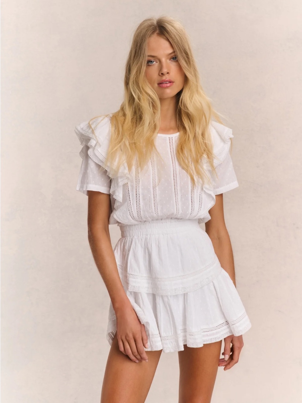 LoveShackFancy Natasha Mini Dress White